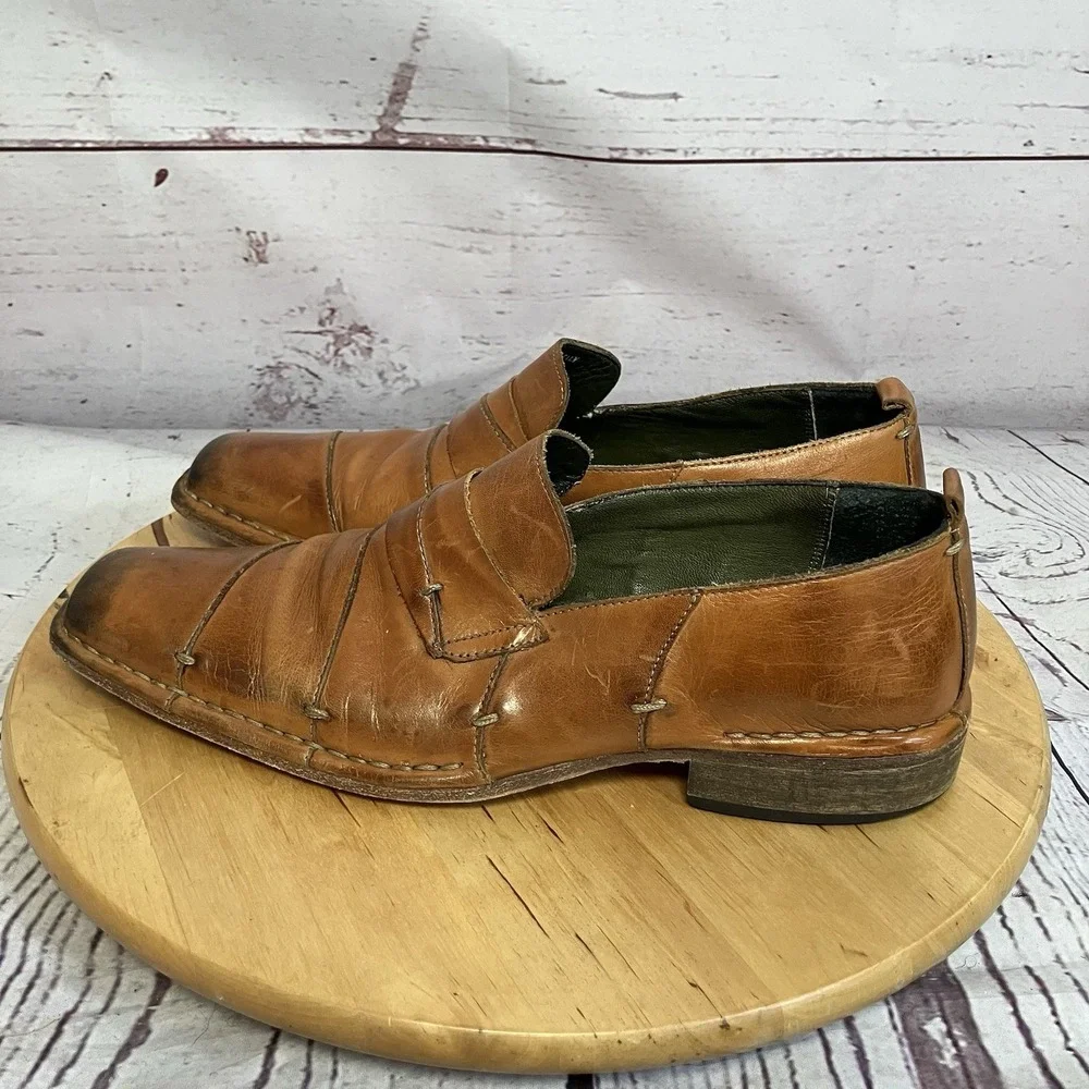 Sketchers Collection Italy‎ Shoes Mens Size 10.5 Brown Leather Slip On Loafers